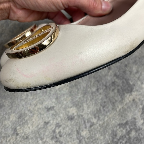 Valentino Calliope Leather Ballet Flats V Medallion Ivory Cream Sz 8 - Picture 12 of 14